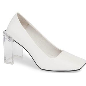 NWT *JEFFREY CAMPBELL* White Patent Leather *GRAFF* Pumps..*CLEAR* Heel..Size: 9